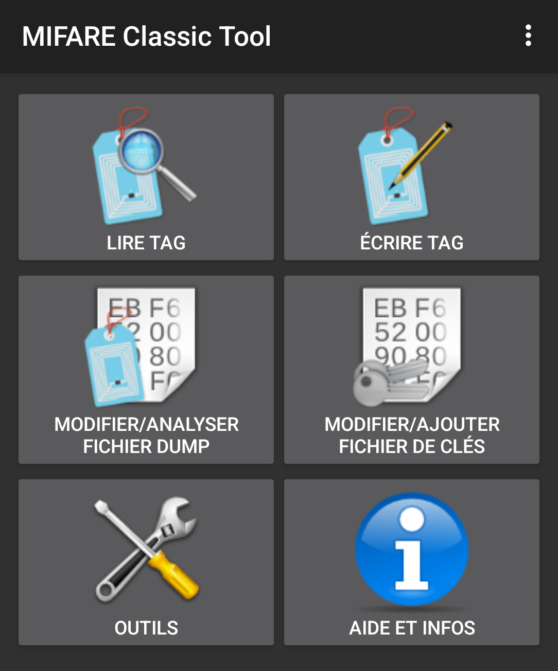 Mifare Tool Menu
